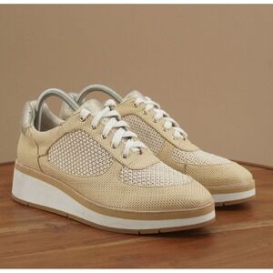 Donald J. Pliner Beige and White Platform Sneakers